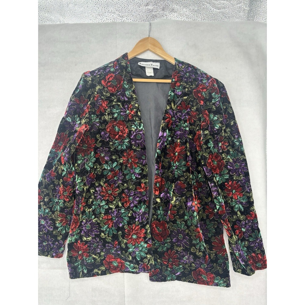 Another Thyme Evening Velvet Floral Jacket Womens 14 Party Whimsygoth Sparkle